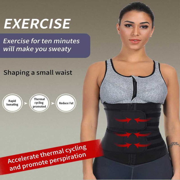 Premium Waist Trainer With Double Compression Straps & Supportive Zipp ...